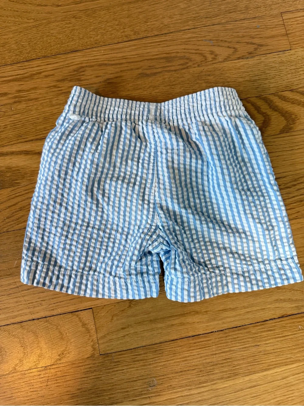 Crewcuts Blue and White Seersucker Swim Trunks